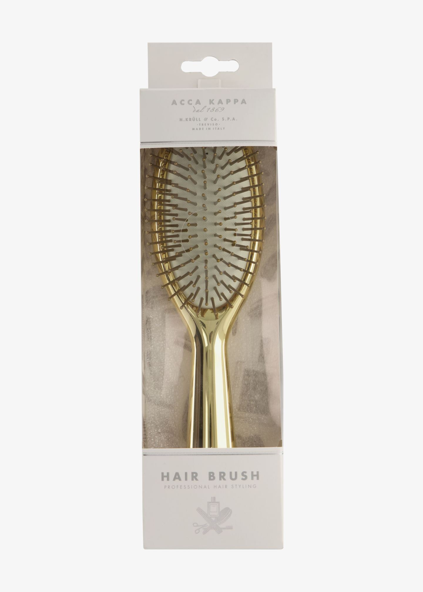 Goldplated Hairbrush Golden Pins Natural Rubber Cushion